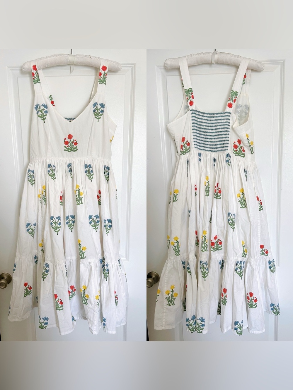 Daydress UK Maeve White Floral Tiered Dress Blockprint No Size - Picture 7 of 9